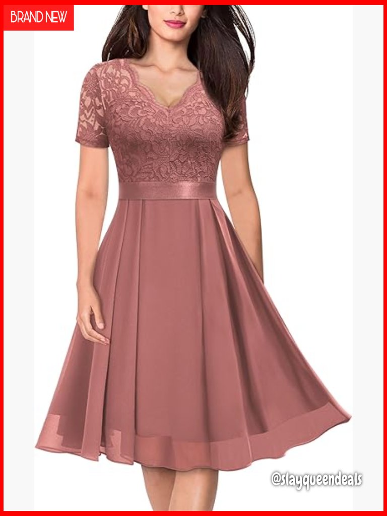 Vintage V-Neck Floral Lace Chiffon A-Line Prom Dress